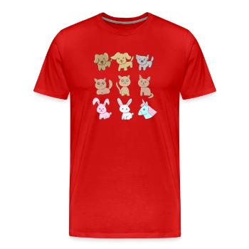Animals Symbols Cute Dogs Cats Animal Love - Men's Premium Organic T-Shirt - red - Front - Damien (186cm)