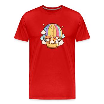Hundebabys im Heißluftballon - Männer Premium Bio T-Shirt - Rot - Vorne - Damien (186cm)