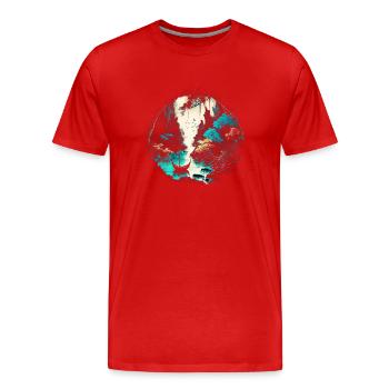 Höhle und Fluß - Wasserfarben Malerei - Männer Premium Bio T-Shirt - Rot - Vorne - Damien (186cm)