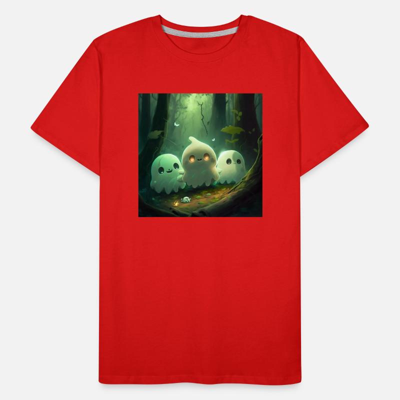 Cute ghosts in a forest Men's Premium Organic T-Shirt