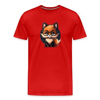 Cute Cute Cartoon Fox with Glasses - Men's Premium Organic T-Shirt - red - Front - Damien (186cm)