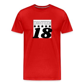 Cadeau d’anniversaire du 18e anniversaire Dix-huit 2023 - T-shirt bio Premium Homme - rouge - Devant - Damien (186cm)