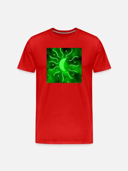 GREEN MANDALA MOON - Men's Premium Organic T-Shirt - red