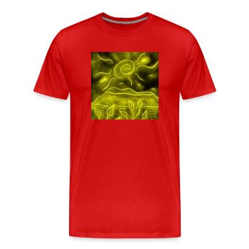 PAYSAGE NOCTURNE JAUNE - T-shirt bio Premium Homme - rouge - Devant - Damien (186cm)