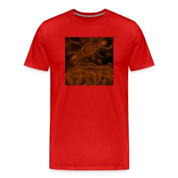 PAYSAGE NOCTURNE ORANGE - T-shirt bio Premium Homme - rouge - Devant - Damien (186cm)