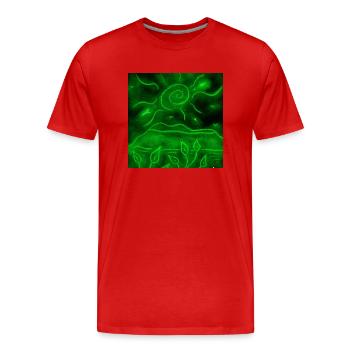 PAYSAGE NOCTURNE VERT - T-shirt bio Premium Homme - rouge - Devant - Damien (186cm)