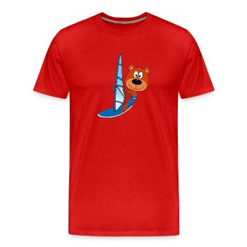 WINDSURFER - BÄR - TEDDY - SURFER - SPORT - Männer Premium Bio T-Shirt - Rot - Vorne - Damien (186cm)