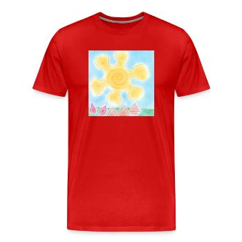 SOLEIL SUR LES PYRAMIDES - T-shirt bio Premium Homme - rouge - Devant - Damien (186cm)