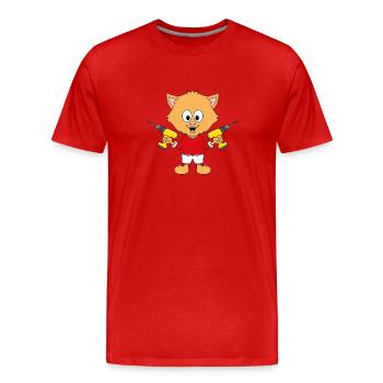 KATZE - KATER - BOHRER - HANDWERKER - TIER - Männer Premium Bio T-Shirt - Rot - Vorne - Damien (186cm)