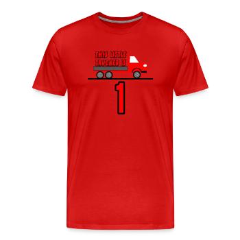 Trucker - Männer Premium Bio T-Shirt - Rot - Vorne - Damien (186cm)