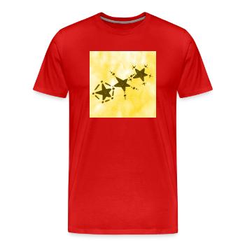 3 STERNE LÄCHELN GELB - Männer Premium Bio T-Shirt - Rot - Vorne - Damien (186cm)