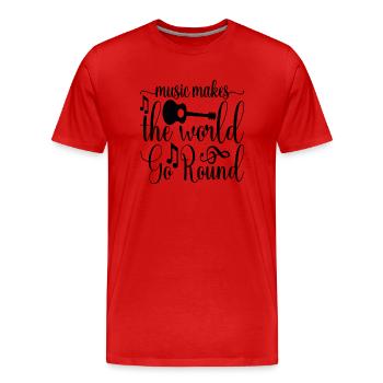 La musique fait tourner le monde - T-shirt bio Premium Homme - rouge - Devant - Damien (186cm)