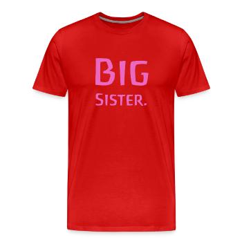 Grande Sœur Rosa - Naissance du bébé Baptême familial - T-shirt bio Premium Homme - rouge - Devant - Damien (186cm)