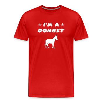 Âne - T-shirt bio Premium Homme - rouge - Devant - Damien (186cm)