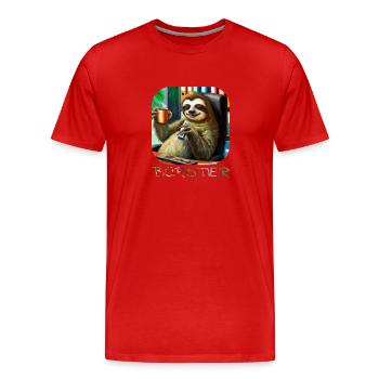 BÜROTIER - Faultier im Büro - Männer Premium Bio T-Shirt - Rot - Vorne - Damien (186cm)