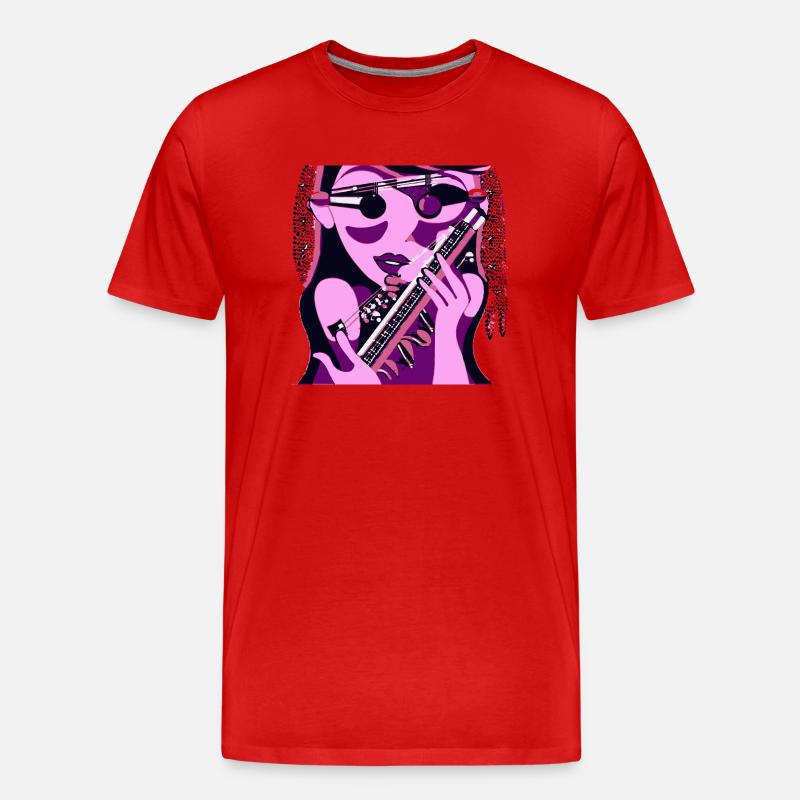 Musik-Mädchen - Männer Premium Bio T-Shirt - Rot
