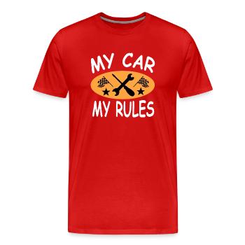 Auto - Männer Premium Bio T-Shirt - Rot - Vorne - Damien (186cm)