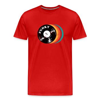 Funky Musik Schallplatte - Männer Premium Bio T-Shirt - Rot - Vorne - Damien (186cm)