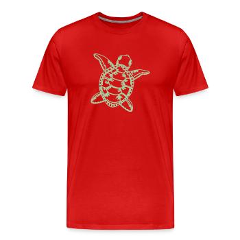 Tortue en vert - T-shirt bio Premium Homme - rouge - Devant - Damien (186cm)