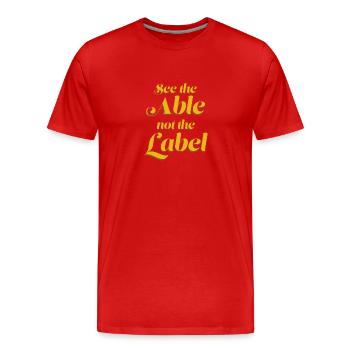 See the able not the label - T-shirt bio Premium Homme - rouge - Devant - Damien (186cm)