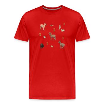 Animals in the mountains - Men's Premium Organic T-Shirt - red - Front - Damien (186cm)