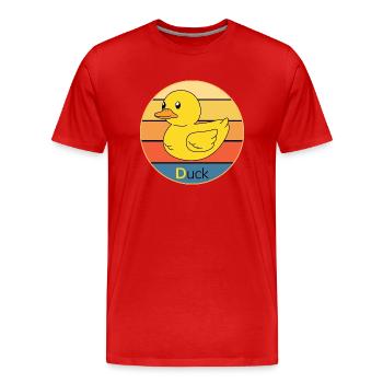 Mignon Canard Vintage Rétro Coucher de Soleil Animal Lover Design - T-shirt bio Premium Homme - rouge - Devant - Damien (186cm)