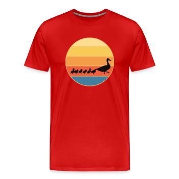 Mignon Canard Vintage Rétro Coucher de Soleil Animal Lover Design - T-shirt bio Premium Homme - rouge - Devant - Damien (186cm)