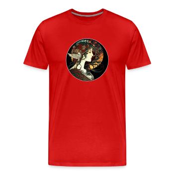 Mystischer Frauen-Jugendstil-Weg - Männer Premium Bio T-Shirt - Rot - Vorne - Damien (186cm)