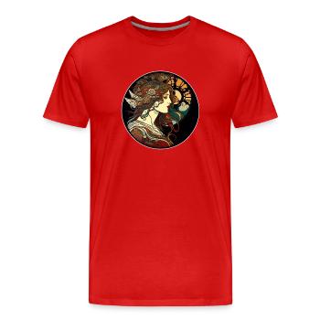 Mystischer Frauen-Jugendstil-Weg - Männer Premium Bio T-Shirt - Rot - Vorne - Damien (186cm)
