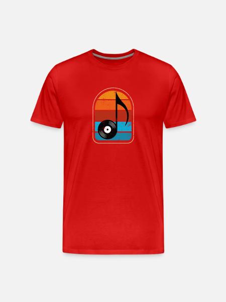 Musique Note Vinyle Rétro - T-shirt bio Premium Homme - rouge