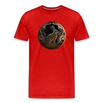 Lapin du nouvel an. - T-shirt bio Premium Homme - rouge - Devant - Damien (186cm)