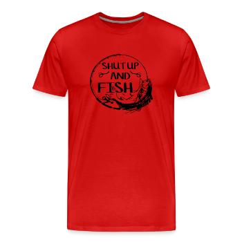 Shut up and Fish - Männer Premium Bio T-Shirt - Rot - Vorne - Damien (186cm)