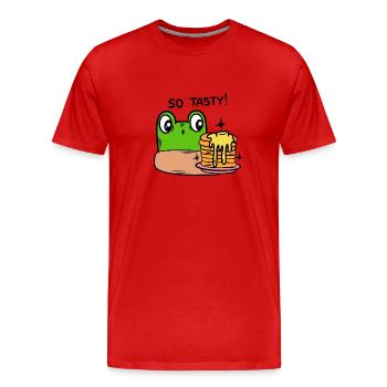 Witziger Frosch, Kröte - Männer Premium Bio T-Shirt - Rot - Vorne - Damien (186cm)