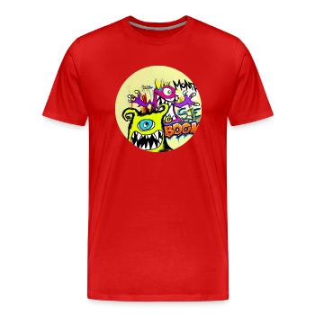 Grafitti Monster Boom - Men's Premium Organic T-Shirt - red - Front - Damien (186cm)