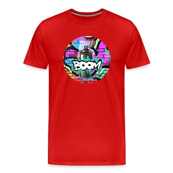 Grafitti Boom spray can - Men's Premium Organic T-Shirt - red - Front - Damien (186cm)