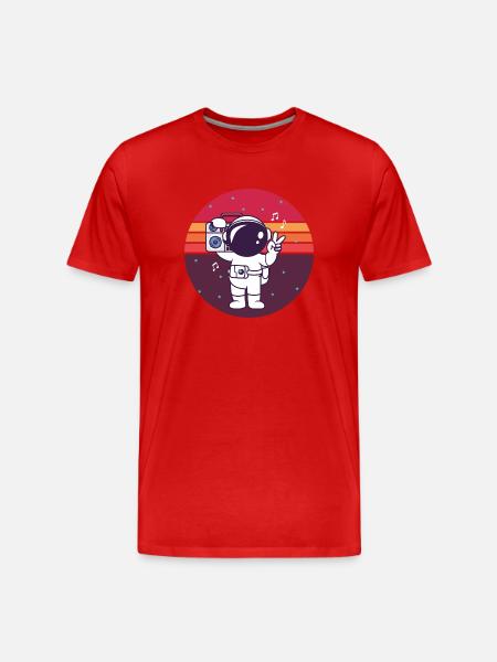 Funny Astronaut Music Gift - Men's Premium Organic T-Shirt - red