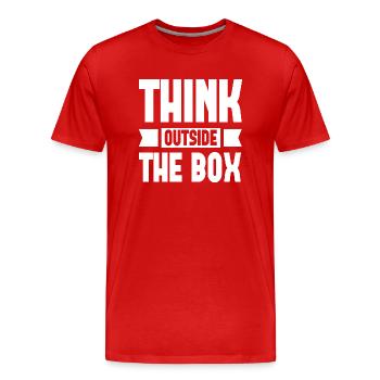 Think Outside The Box - Men's Premium Organic T-Shirt - red - Front - Damien (186cm)