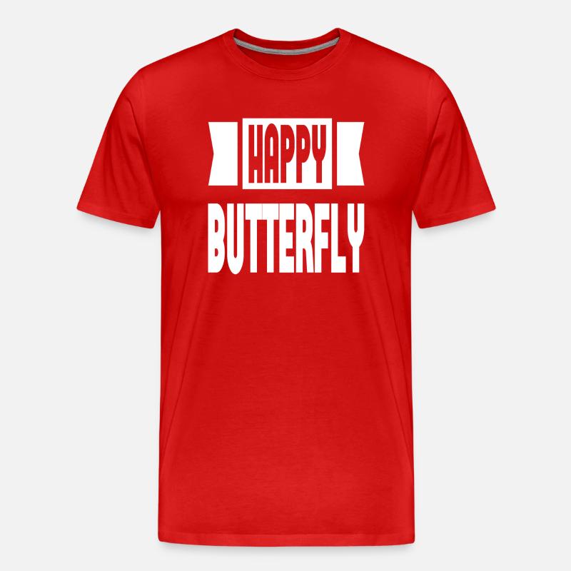 Happy Butterfly - Männer Premium Bio T-Shirt - Rot