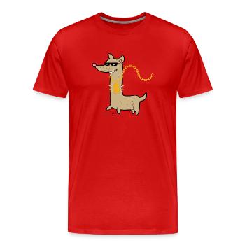 Chien frais | Idée cadeau amusante - T-shirt bio Premium Homme - rouge - Devant - Damien (186cm)