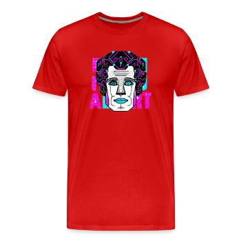 Neon KI - Roboter - Futurismus - Männer Premium Bio T-Shirt - Rot - Vorne - Damien (186cm)
