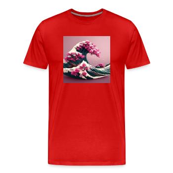 Tsunami Florale - T-shirt bio Premium Homme - rouge - Devant - Damien (186cm)