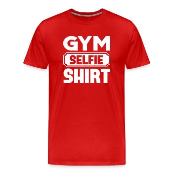 Chemise selfie de gymnastique - T-shirt bio Premium Homme - rouge - Devant - Damien (186cm)