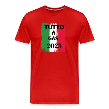 Tutto Gas Lignano 2023 - Männer Premium Bio T-Shirt - Rot - Vorne - Damien (186cm)