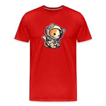 Meownaut astronaute chat pour chat papa - T-shirt bio Premium Homme - rouge - Devant - Damien (186cm)