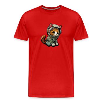 Meownaut astronaute chat pour chat papa - T-shirt bio Premium Homme - rouge - Devant - Damien (186cm)
