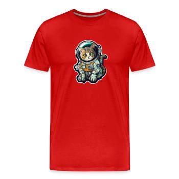 Meownaut astronaute chat pour chat papa - T-shirt bio Premium Homme - rouge - Devant - Damien (186cm)