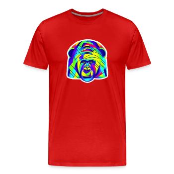 Gorilla Neon Color Artwork - Digital AI Art - Men's Premium Organic T-Shirt - red - Front - Damien (186cm)