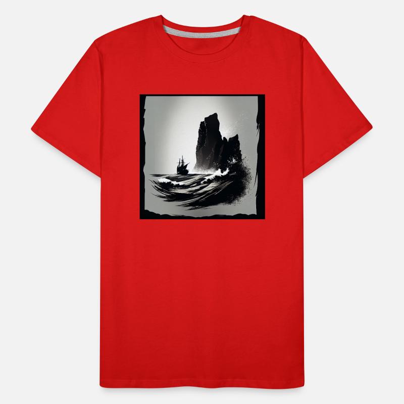 rough sea with cliffs Männer Premium Bio T-Shirt