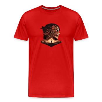 Anime psychédélique: L’Outsider de l’anime abstrait - T-shirt bio Premium Homme - rouge - Devant - Damien (186cm)
