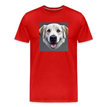 weisser Hundekopf traurig schauend - Männer Premium Bio T-Shirt - Rot - Vorne - Damien (186cm)